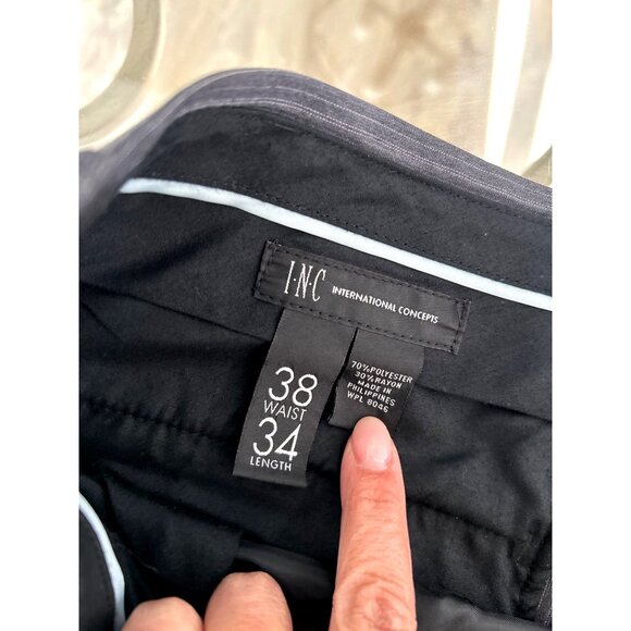 Mens INC International Concepts Gray Pinstripe Dress Pants Size 38/34 Polyester - Picture 3 of 6